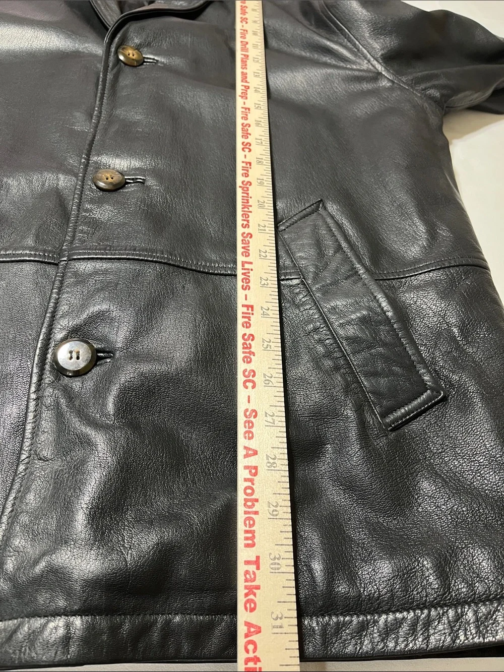 John Henry Black Genuine Leather Car Coat Jacket Quilted Lined Men’s M